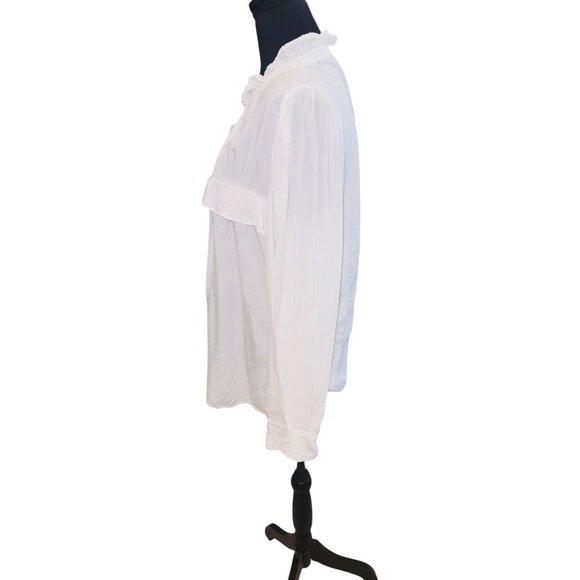 Dear John White Soft Ruffled Cottage Core Peasent Feminine L/S Large Blouse - Picture 5 of 12